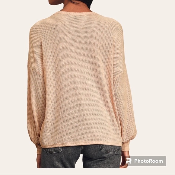 Lulu’s Personal Record Tan Knit Balloon Sleeve Sweater Top Size M - Picture 7 of 15